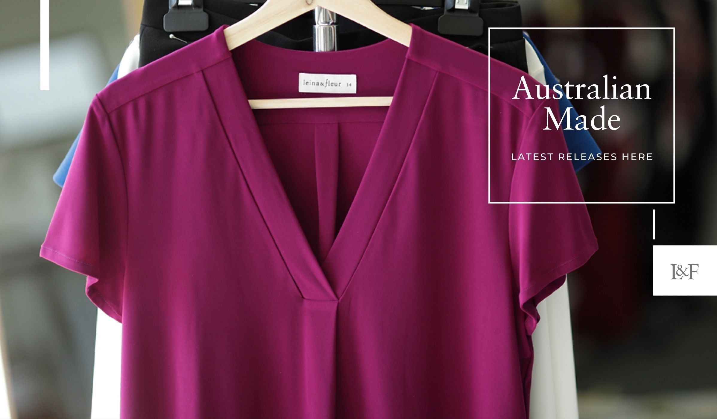 Australian Made Products with Magenta Shirt and Australian Designed Label